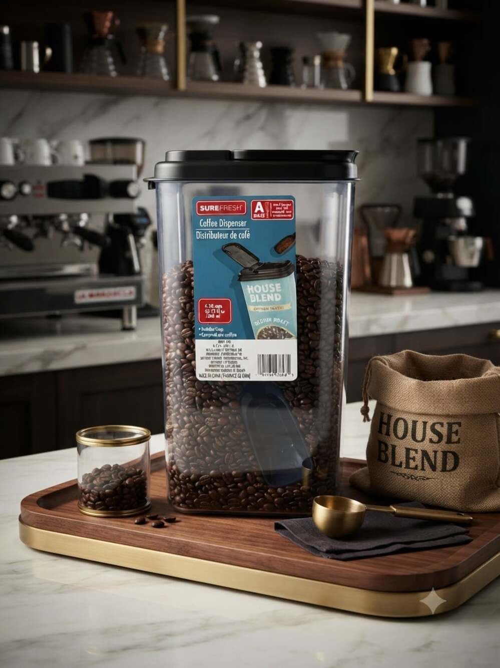 SureFresh Clear Coffee Dispenser with Scoop